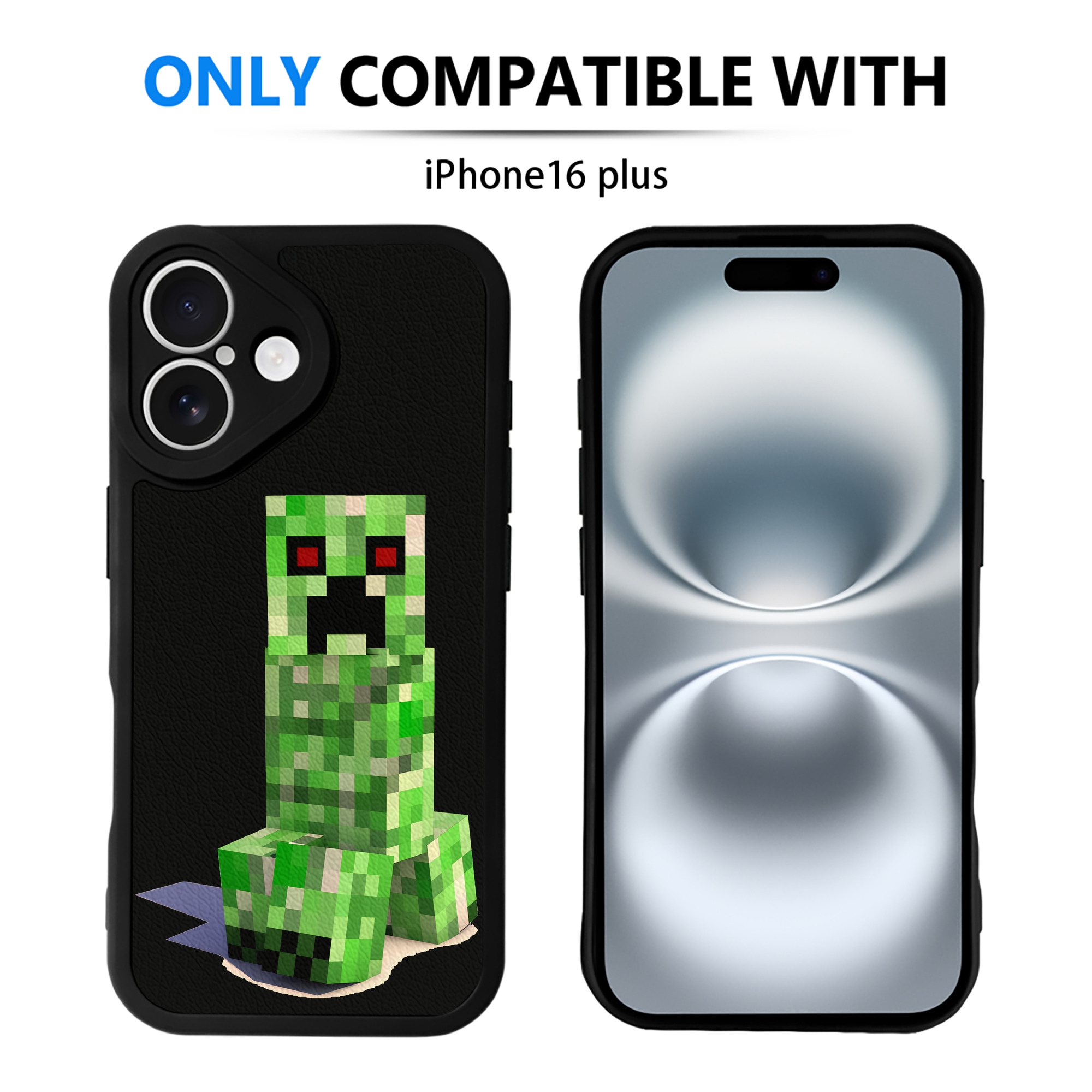 （画像用） マインクラフト ブロックの世界 Minecraft MC Block world 【iPhone 16シリーズ対応】シリコンスマホケース（レザー調） 材質：シリコン